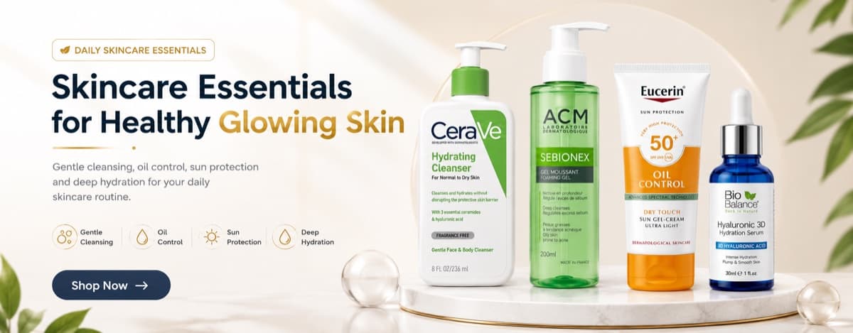 Skincare essentials for healthy glowing skin